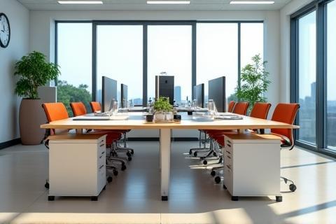 Profesyonel temizlik sonrası aynı ofis alanı - pırıl pırıl